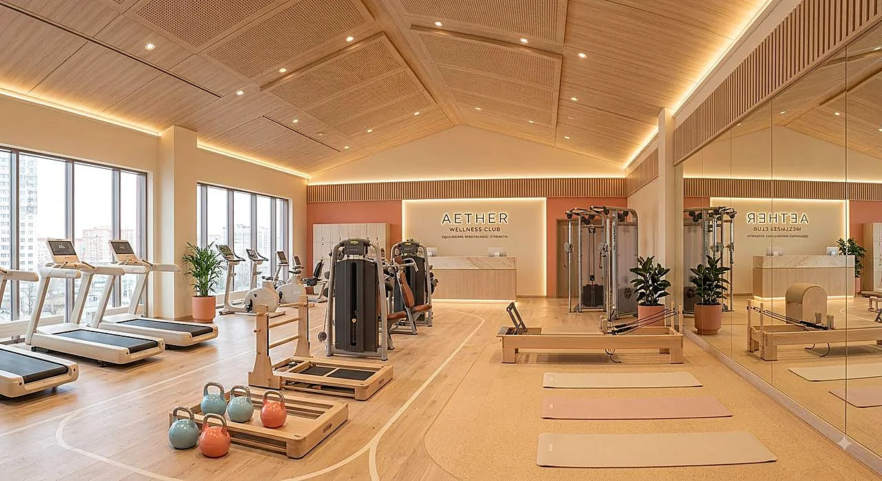 Sala de entrenamiento equipada, antes de la extracción